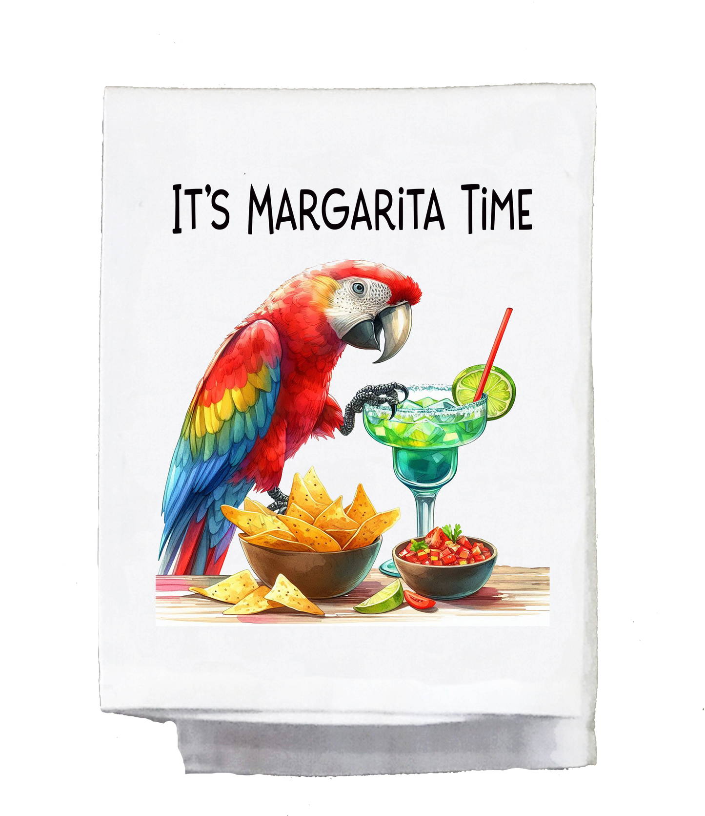 Parrot, Dish Towel, It's Margarita Time