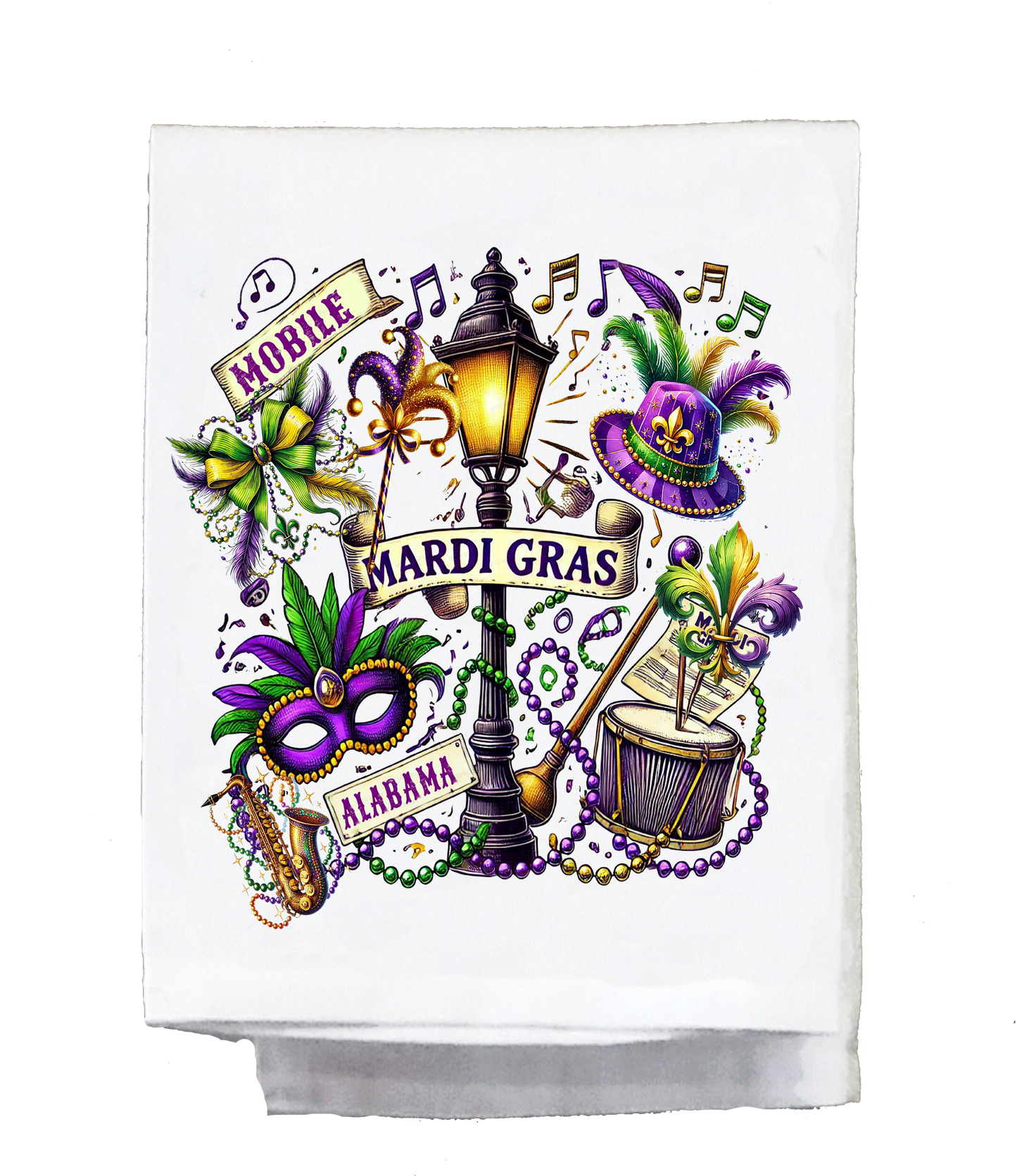 Mardi Gras Dish Towel, Mardi Gras Collage name drop