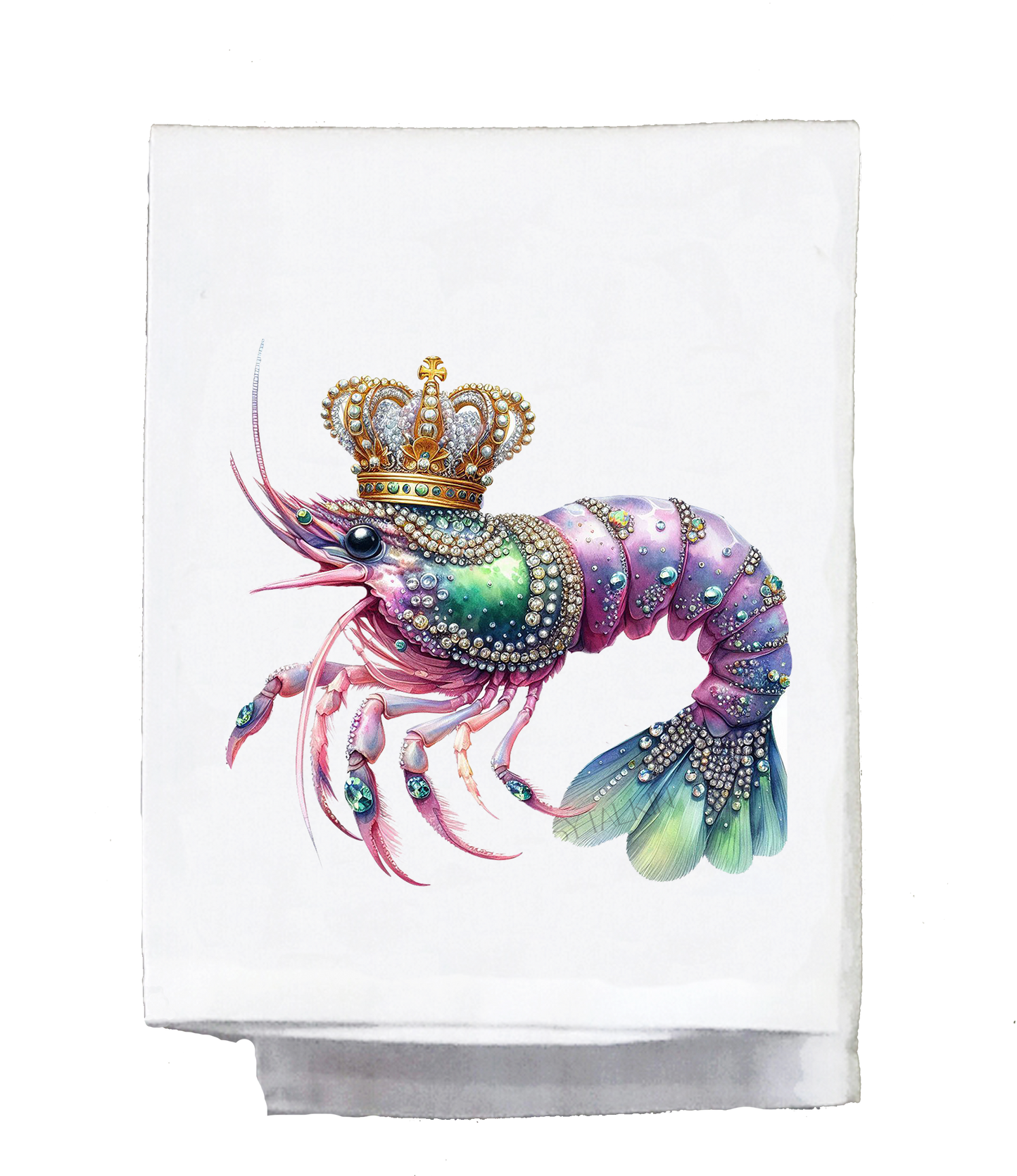 Mardi Gras Dish Towel, Mardi Gras shrimp purple, green, gold