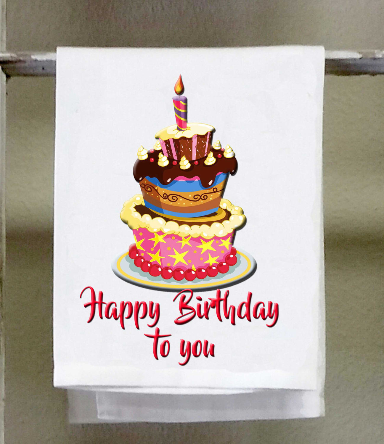 Food Dish Towel, Happy Birthday to you, Birthday Cake,