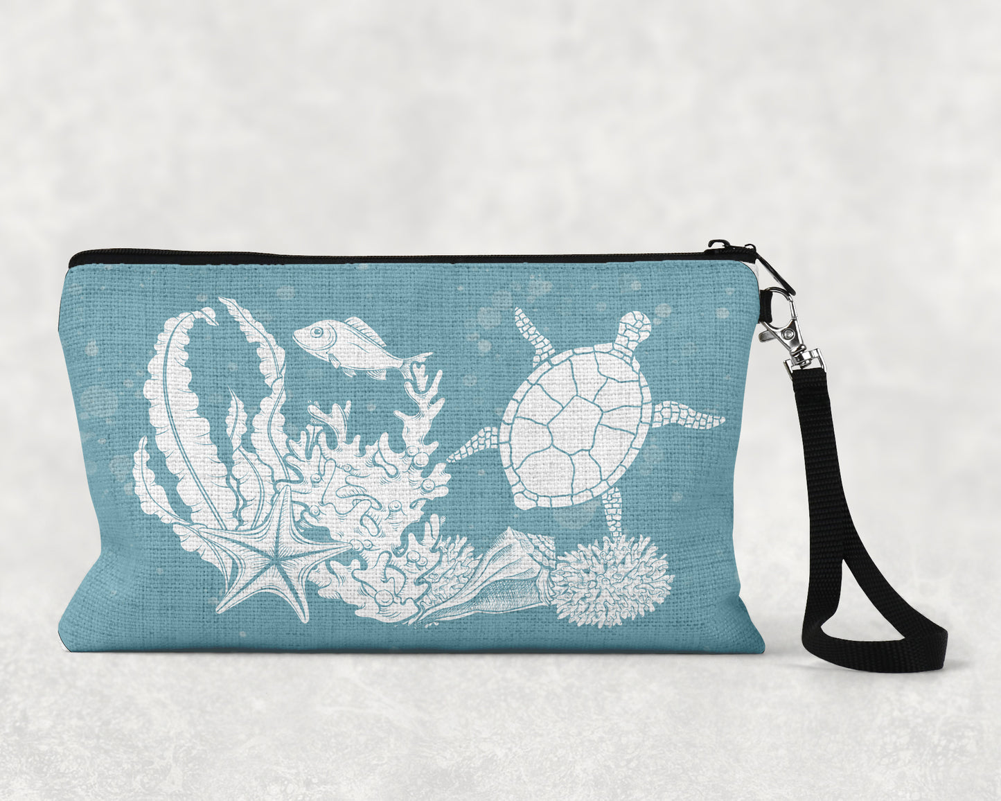 Linen Bag, Teal Sealife