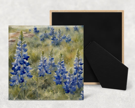 Art Tile, FL, Blue Bonnet, 4"x4" or 6"x6", Ceramic, watercolor, easel back