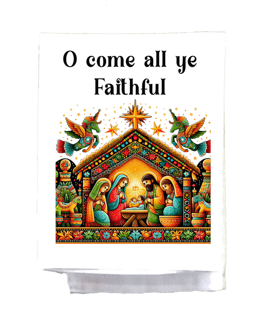 Mexican, Christmas, Dish Towel, O come all ye faithful