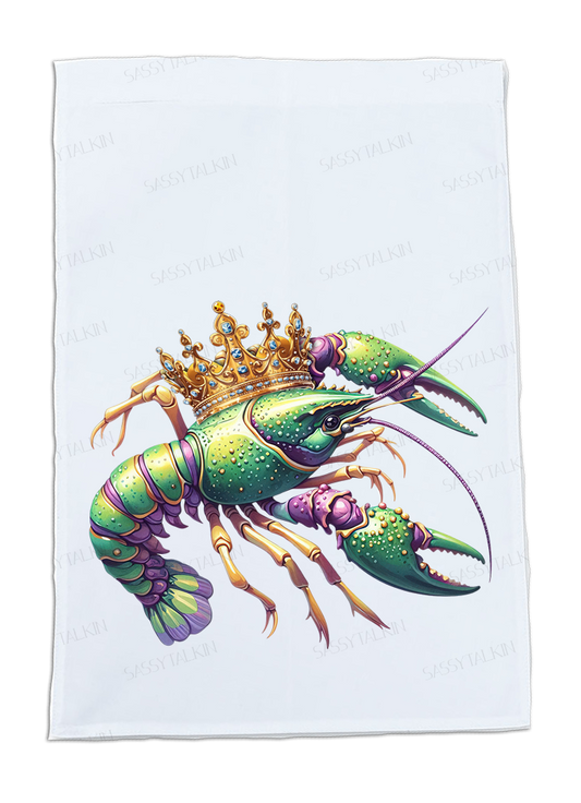 Mardi Gras Dish Towel, Mardi Gras crawfish with crowns, 2 designs