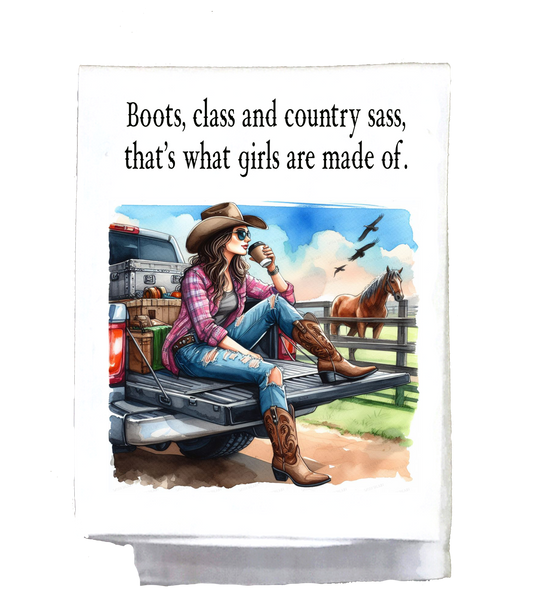 Sassy Country Girl, Dish Towel, Boots, Class and country sass