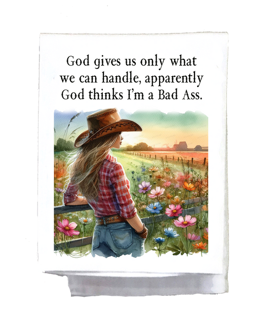 Sassy Country Girl, Dish Towel, God gives us only what we can handle