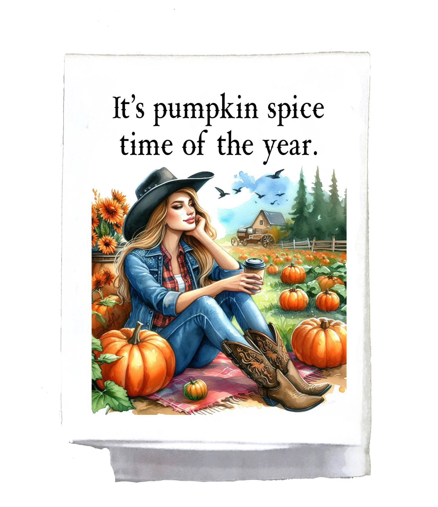 Sassy Country Girl, Dish Towel, It's pumpkin spice time of the year