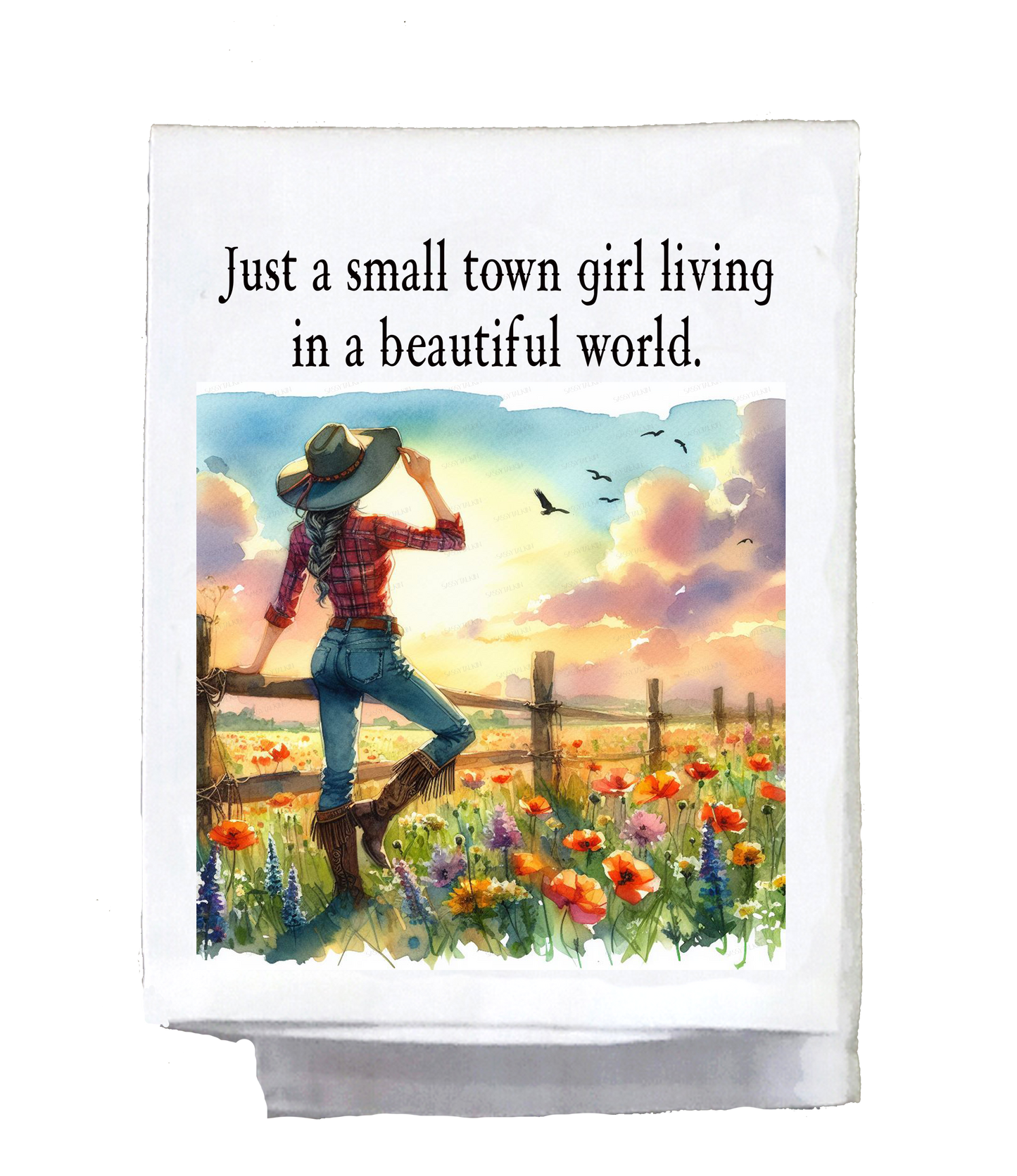 Sassy Country Girl, Dish Towel, Just a small town girl