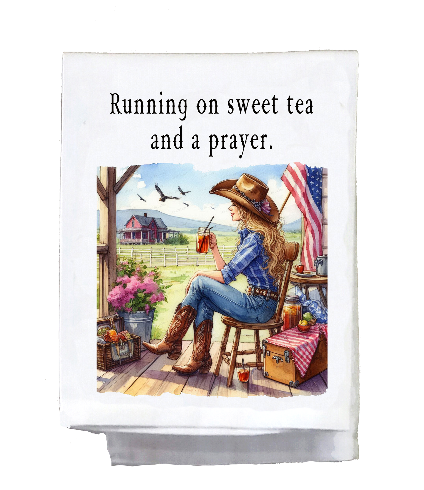 Sassy Country Girl, Dish Towel, Running on sweet tea