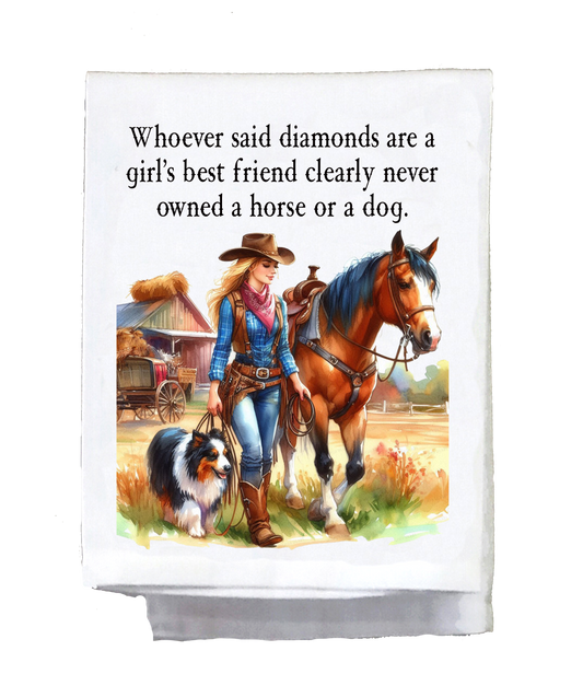 Sassy Country Girl, Dish Towel, Whoever said diamonds are a girl's