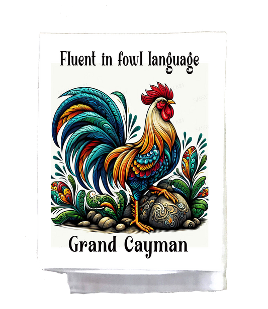 Mexican, Dish Towel, Rooster, Fluent in foul language