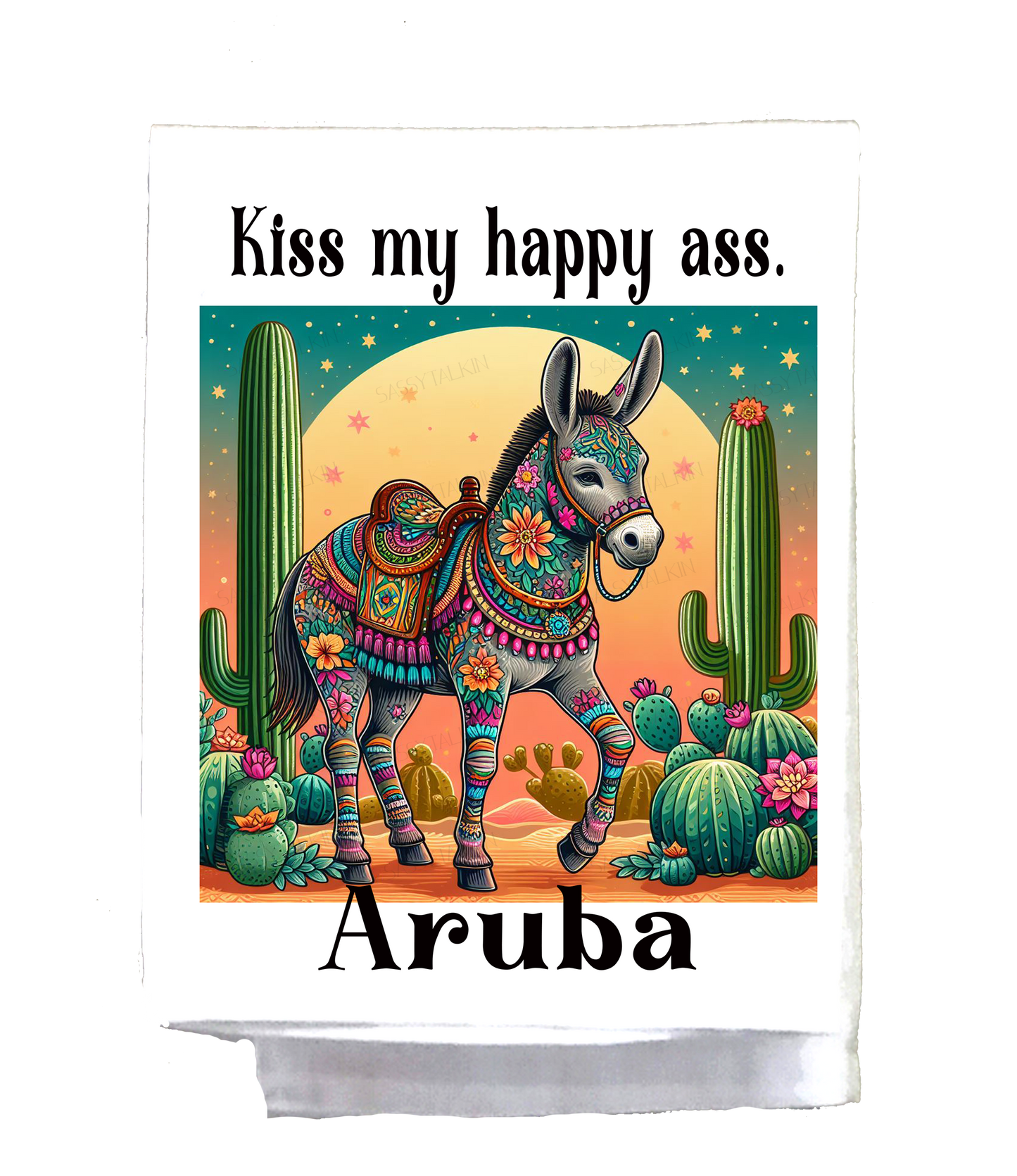 Mexican, Dish Towel, Donkey, Kiss my happy ass