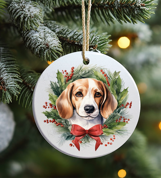 Christmas Ornament, Dog, Beagle, Frosted Acrylic