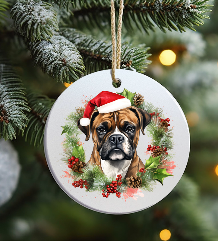 Christmas Ornament, Dog, Boxer, Frosted Acrylic