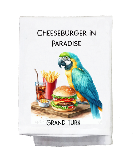 Parrot, Dish Towel, Cheeseburger in Paradise