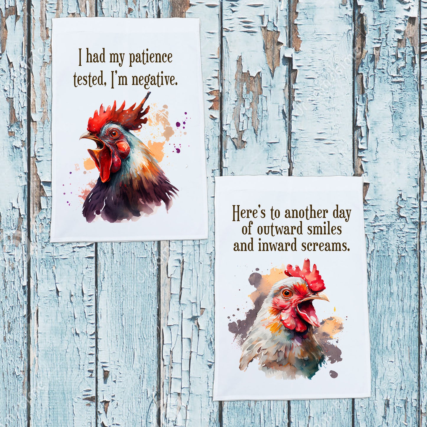 Country Dish Towel, Chicken, This chic runs on coffee and sarcasm