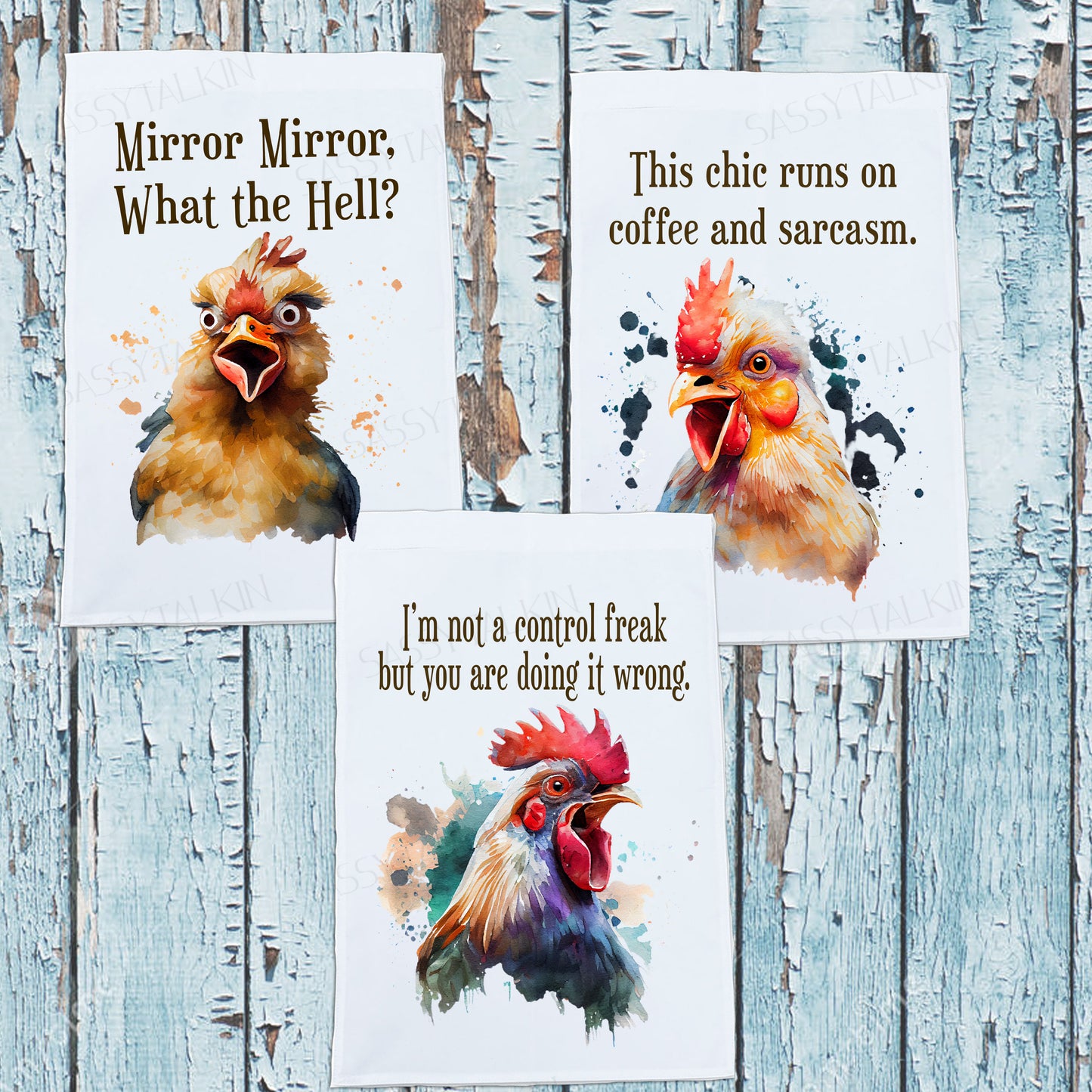 Country Dish Towel, Chicken, Here's to another day of outward smiles and inward screams.