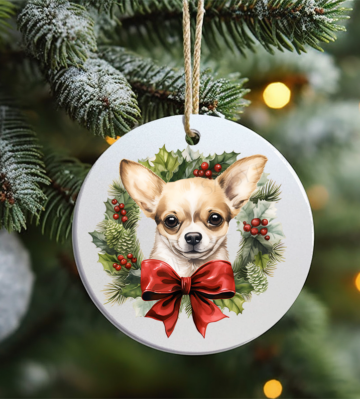 Christmas Ornament, Dog, Chihuahua, Frosted Acrylic