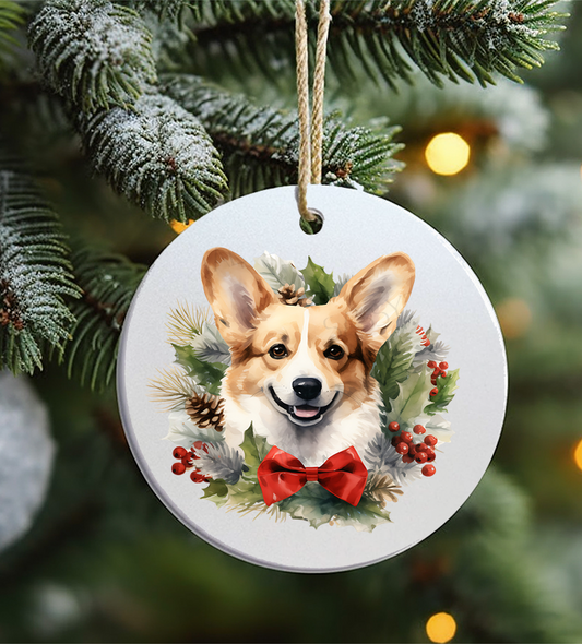 Christmas Ornament, Dog, Corgi, Frosted Acrylic