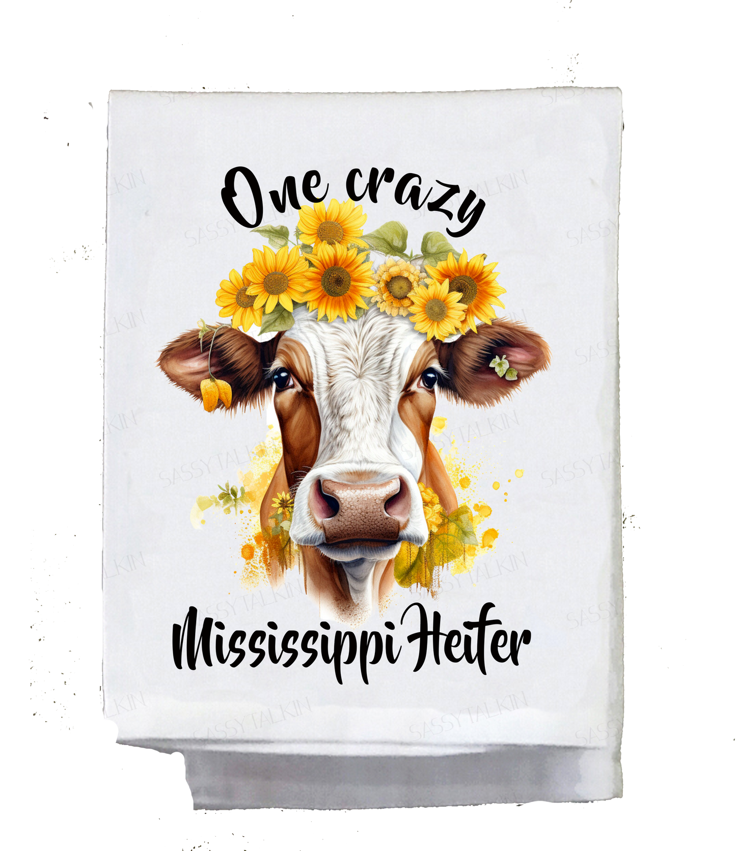 Country Dish Towel, One crazy "Your State" heifer