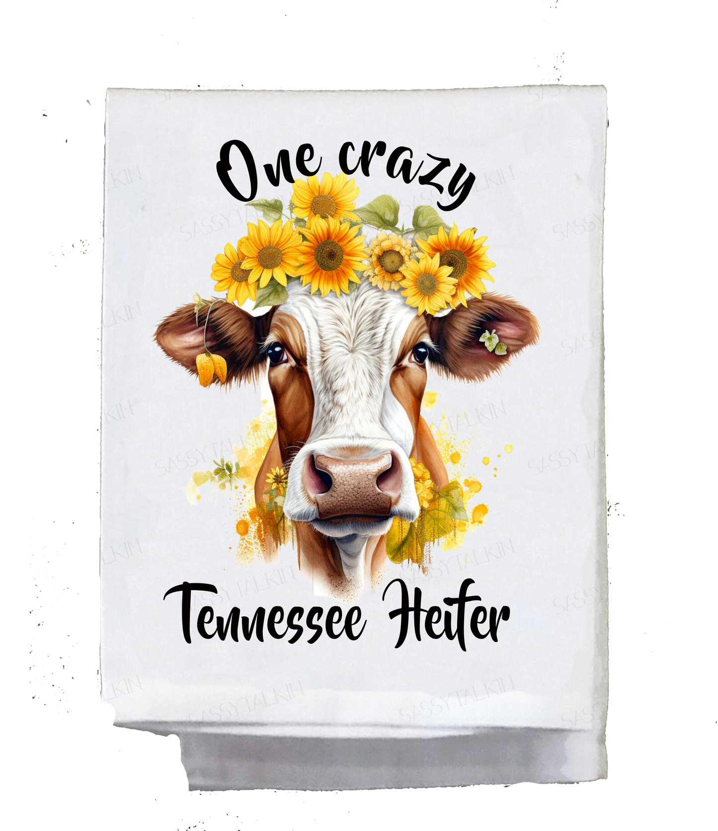 Country Dish Towel, One crazy "Your State" heifer