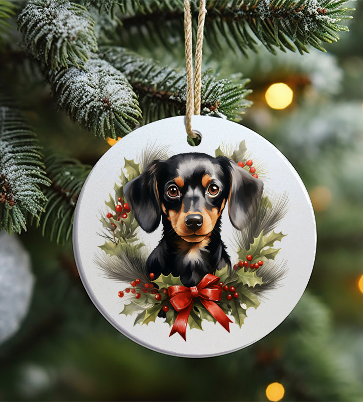 Christmas Ornament, Dog, Dachshund, Frosted Acrylic