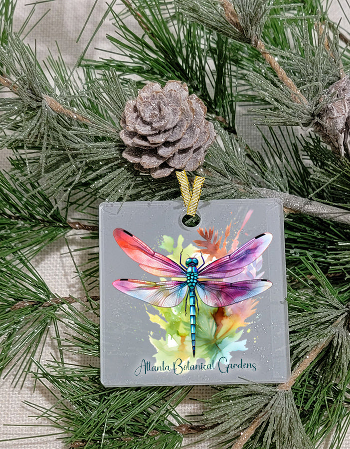 Christmas Ornament, Bug, Dragonfly, Frosted Acrylic, Sqaure, name drop available