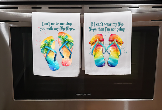 Beach, Dish Towel, Flip flops with beach scenes