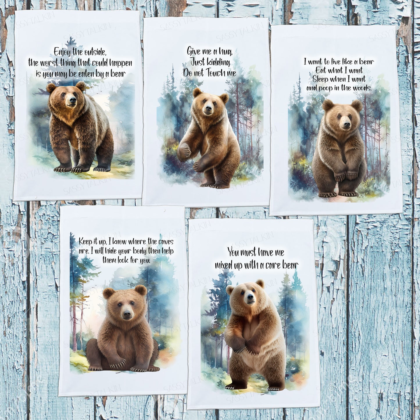 Mountains, Animal, Dish Towel, Sassy Bear set