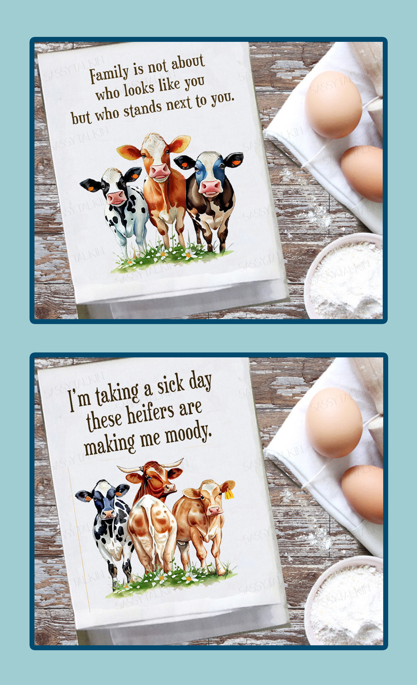 Country, Dish Towel, Cows, Family is not about who looks like you but who stands next to you