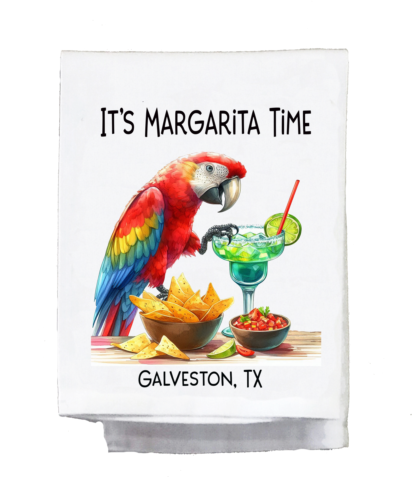 Parrot, Dish Towel, It's Margarita Time