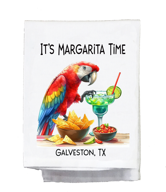 Parrot, Dish Towel, It's Margarita Time