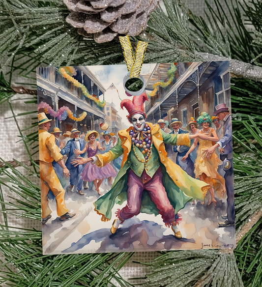 Christmas Ornament, Mardi Gras, Frosted Acrylic, Jester