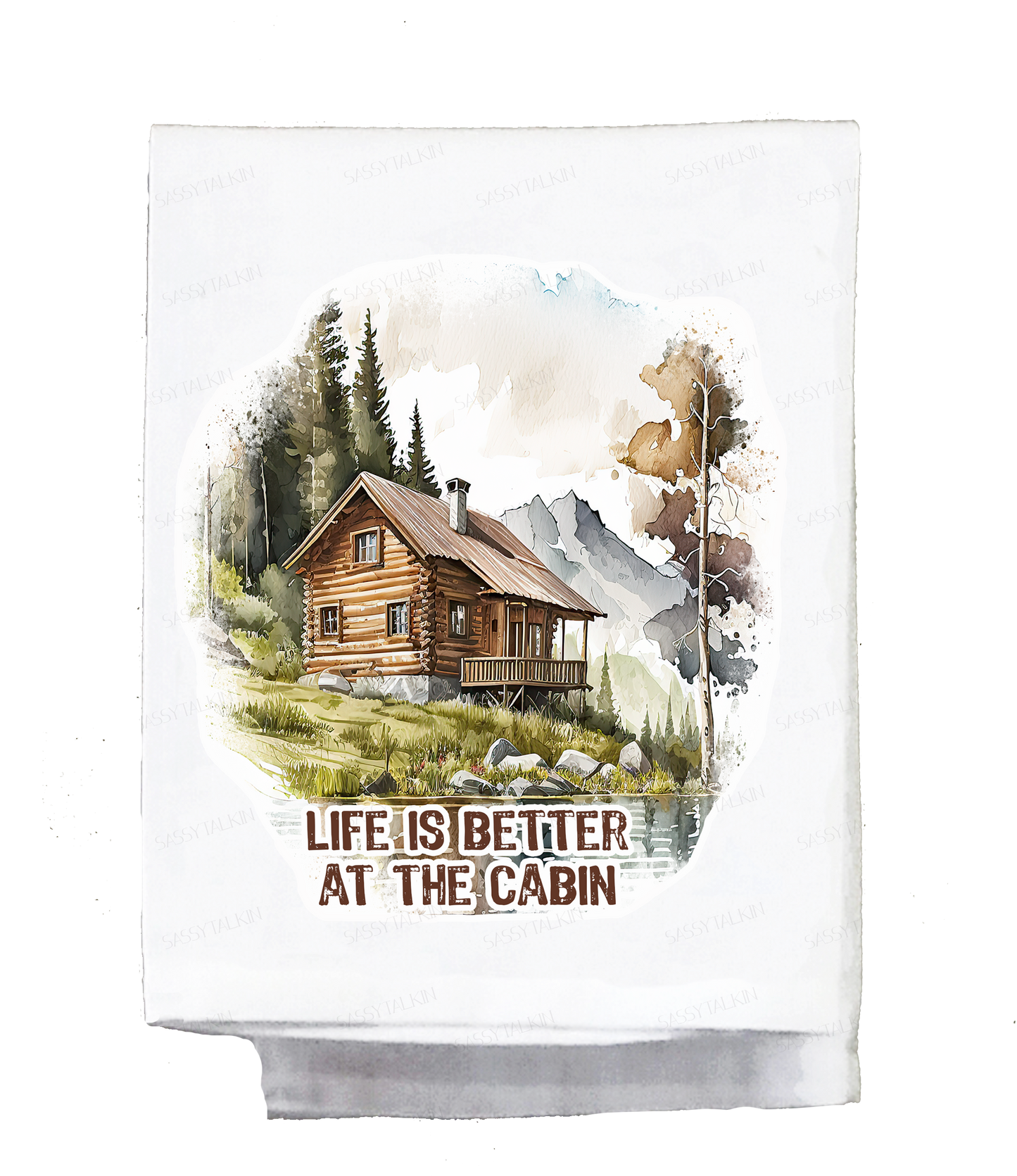 Mountain Dish Towel, Life is better at the cabin