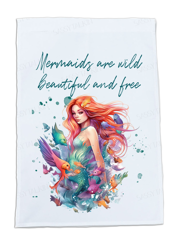 Mermaid, Dish Towel, Set of 4 Whimsical Mermaids