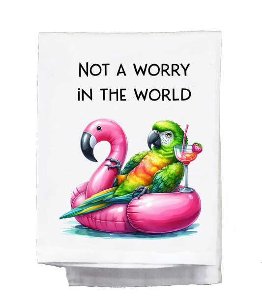 Parrot, Dish Towel, Not a worry in the world