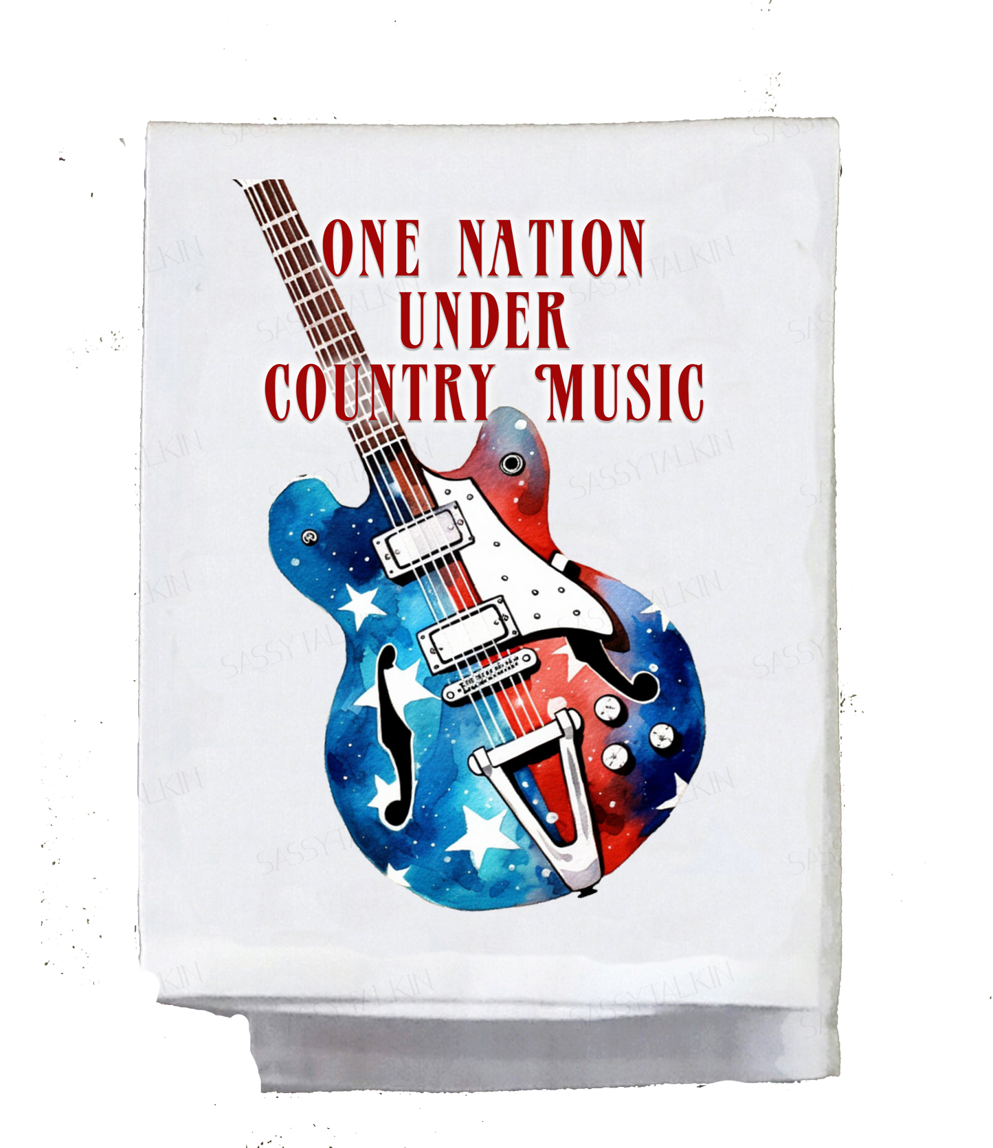 Country Dish Towel, Country Music, One nation under country music, guitar