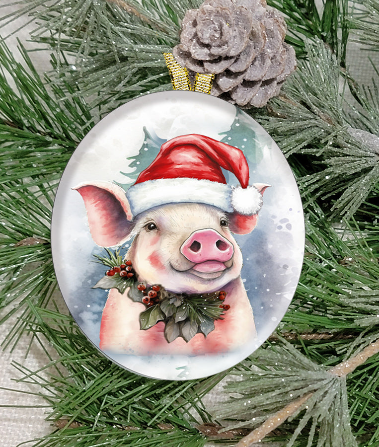 Christmas Ornament, Christmas, Farm Animal, Pig, Frosted Acrylic