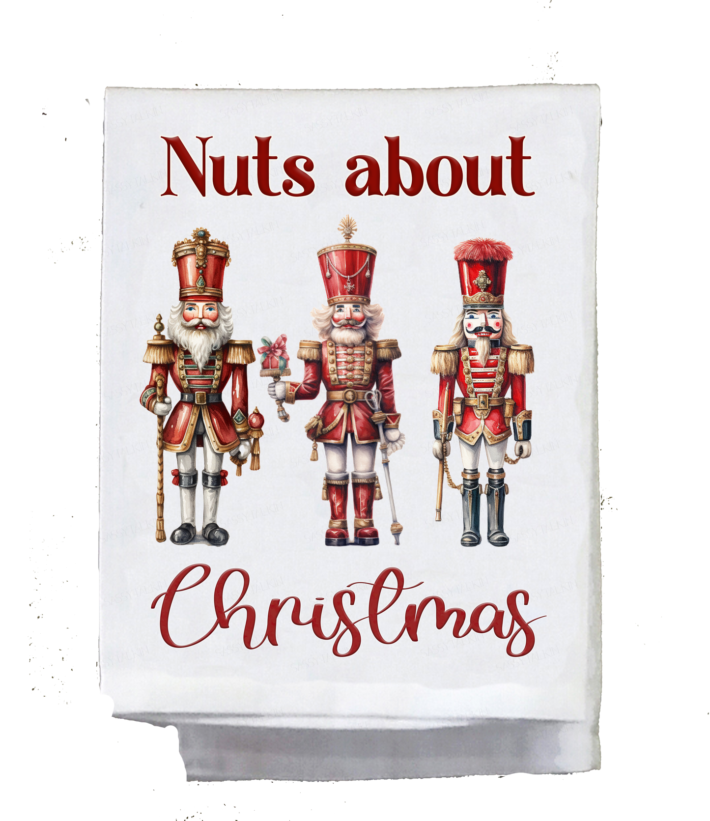 Christmas, Dish towel , Red Nutcrackers, Nuts about Christmas