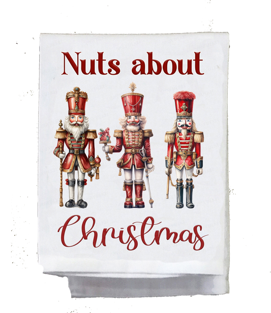 Christmas, Dish towel , Red Nutcrackers, Nuts about Christmas