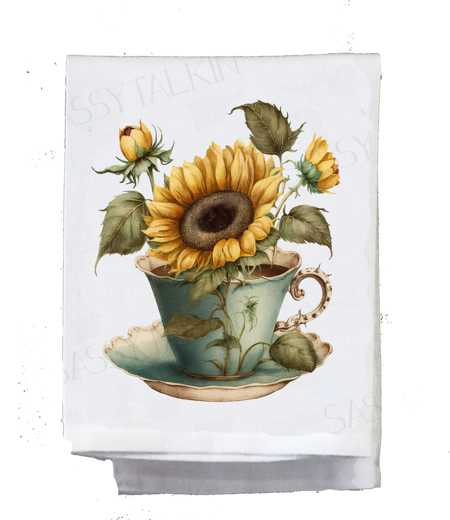 Dish Towel, Flower , Sunflower in coffee cups