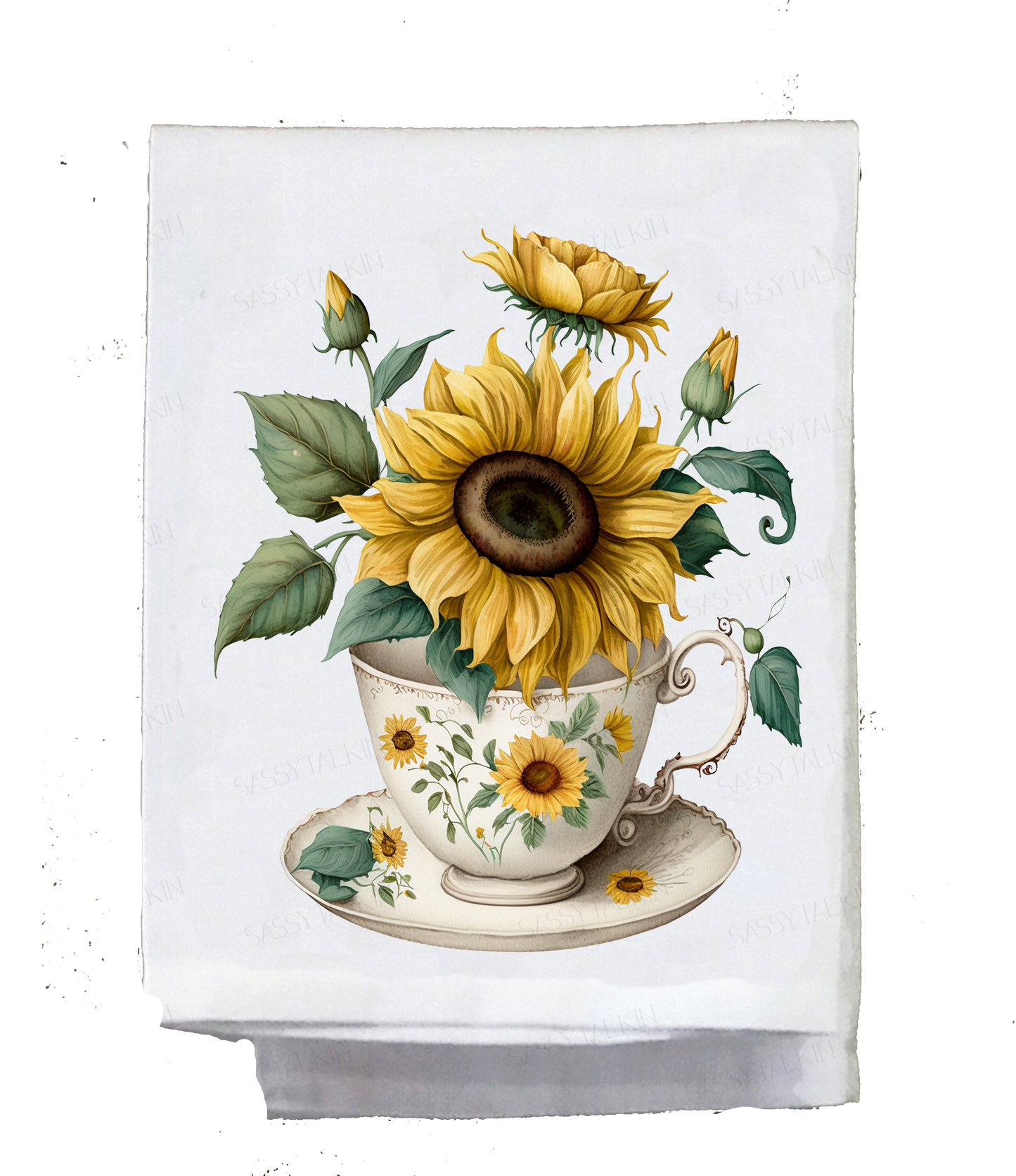 Dish Towel, Flower , Sunflower in coffee cups