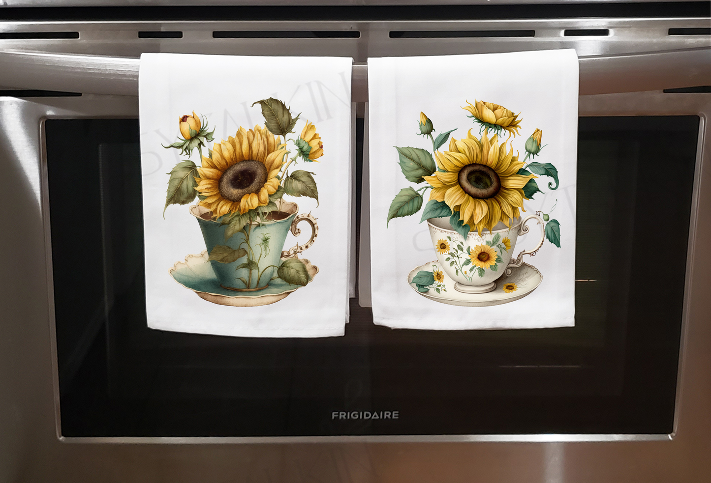 Flower, Dish Towel, Sunflowers in teacup