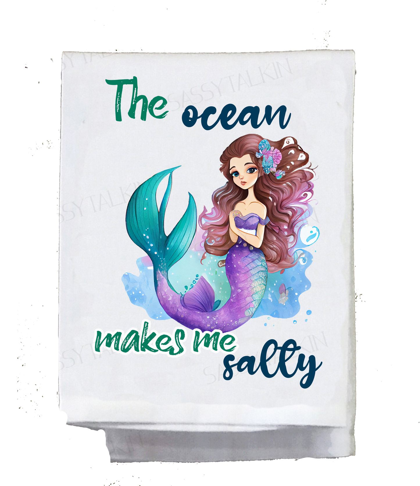 Mermaid, Dish Towel, Set of 4 Fun Watercolor Mermaids