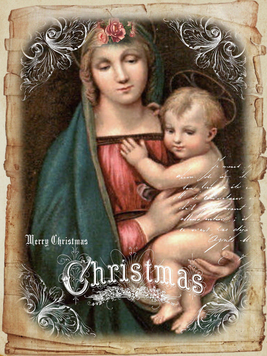 Christmas, Dish towel , Mary and Jesus