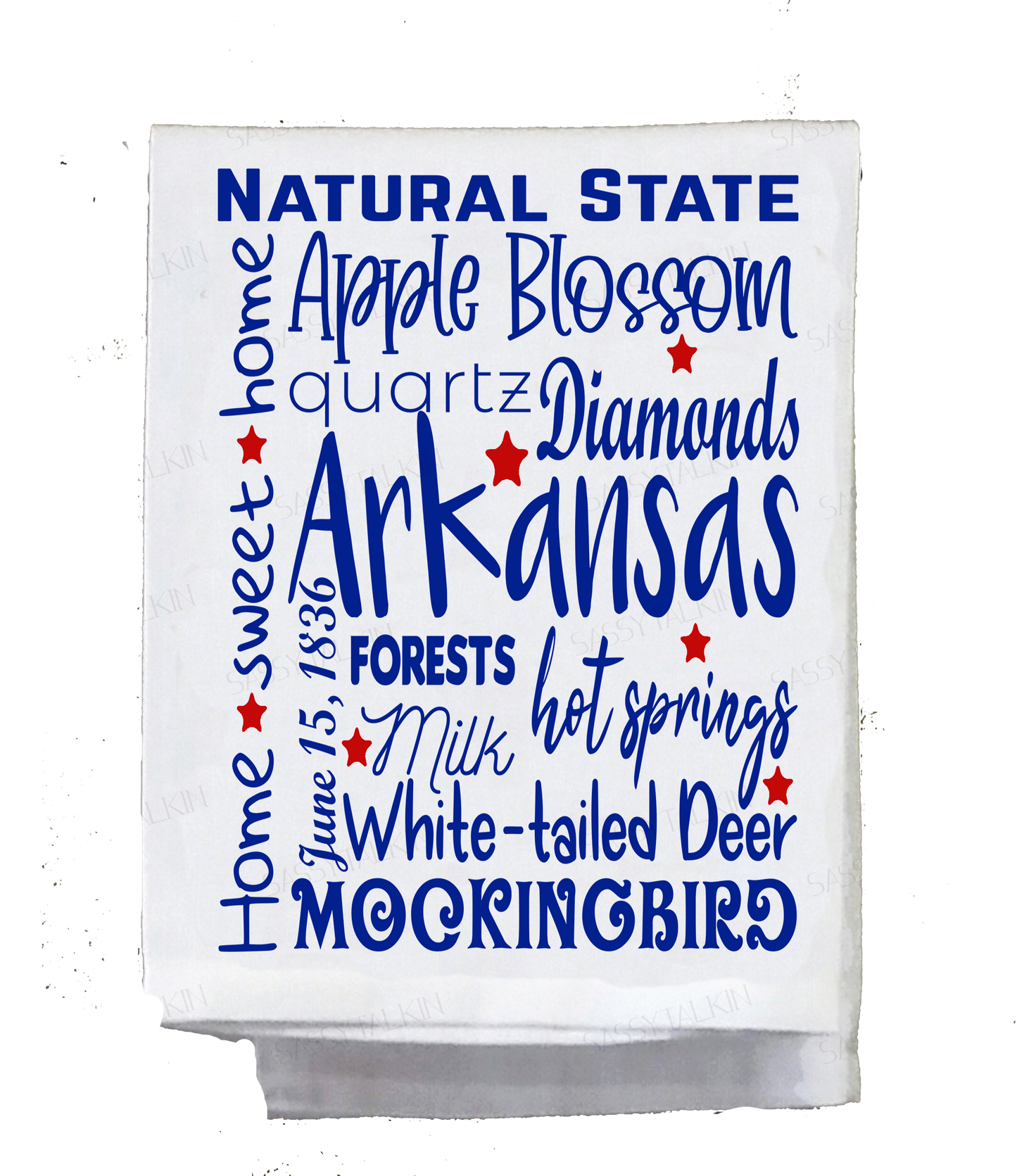 State Dish Towel, Red White Blue, state official symbols, Arkansas