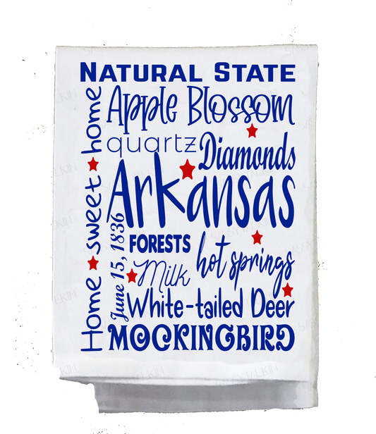 State Dish Towel, Red White Blue, state official symbols, Arkansas