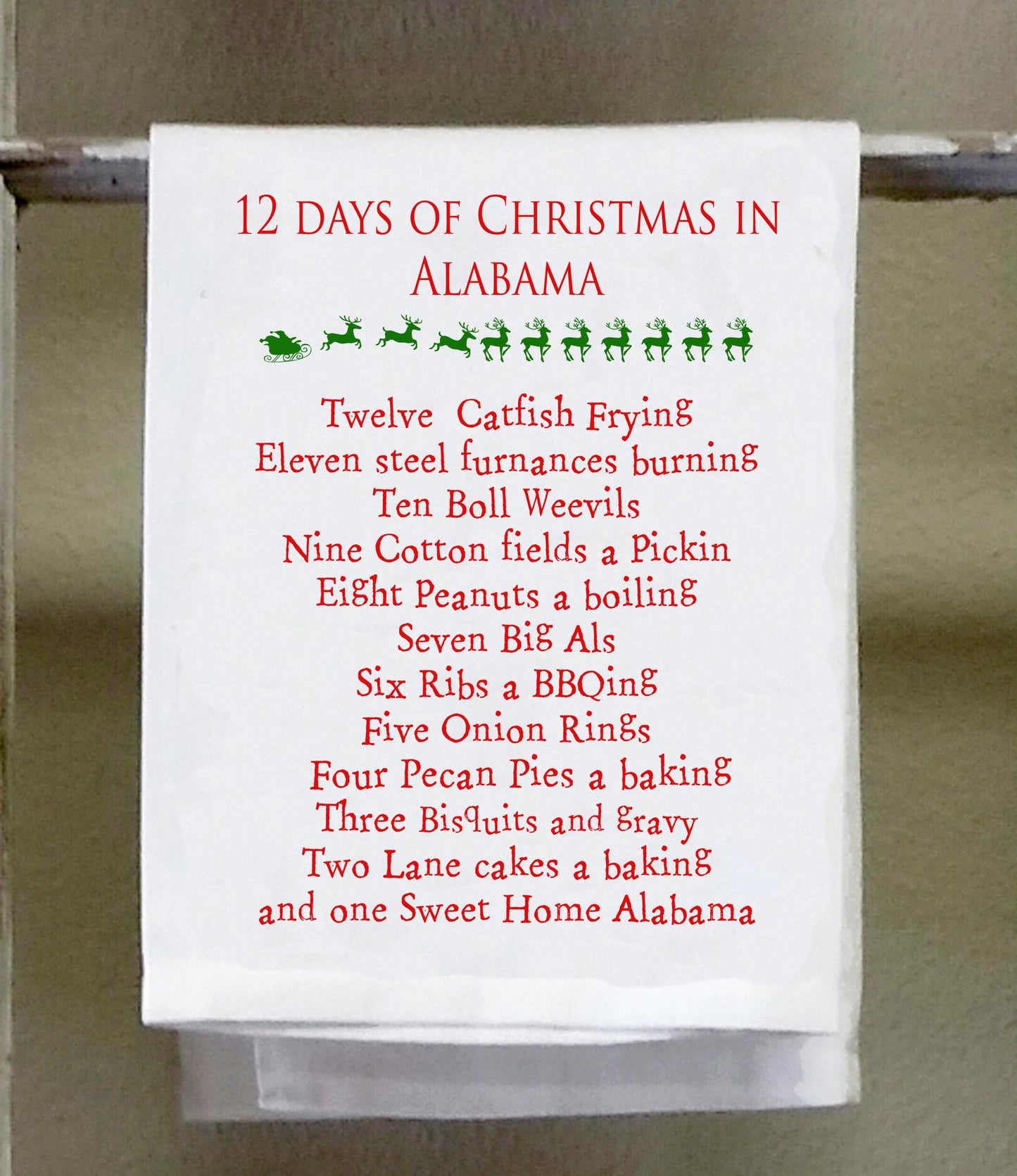 Christmas, Dish Towel, 12 days of Christmas Alabama, Big Al