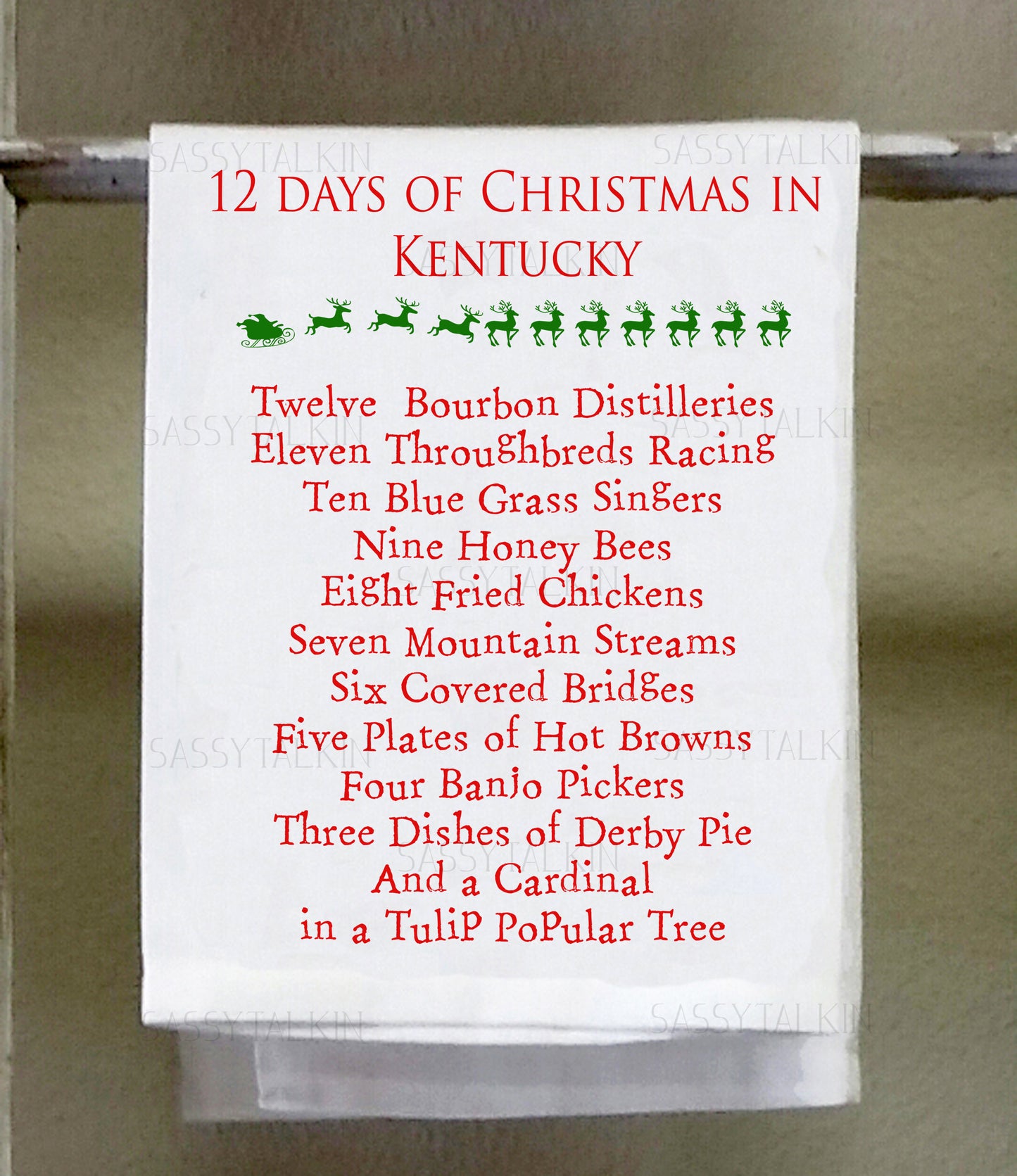 Christmas, Dish Towel, 12 days of Christmas Kentucky