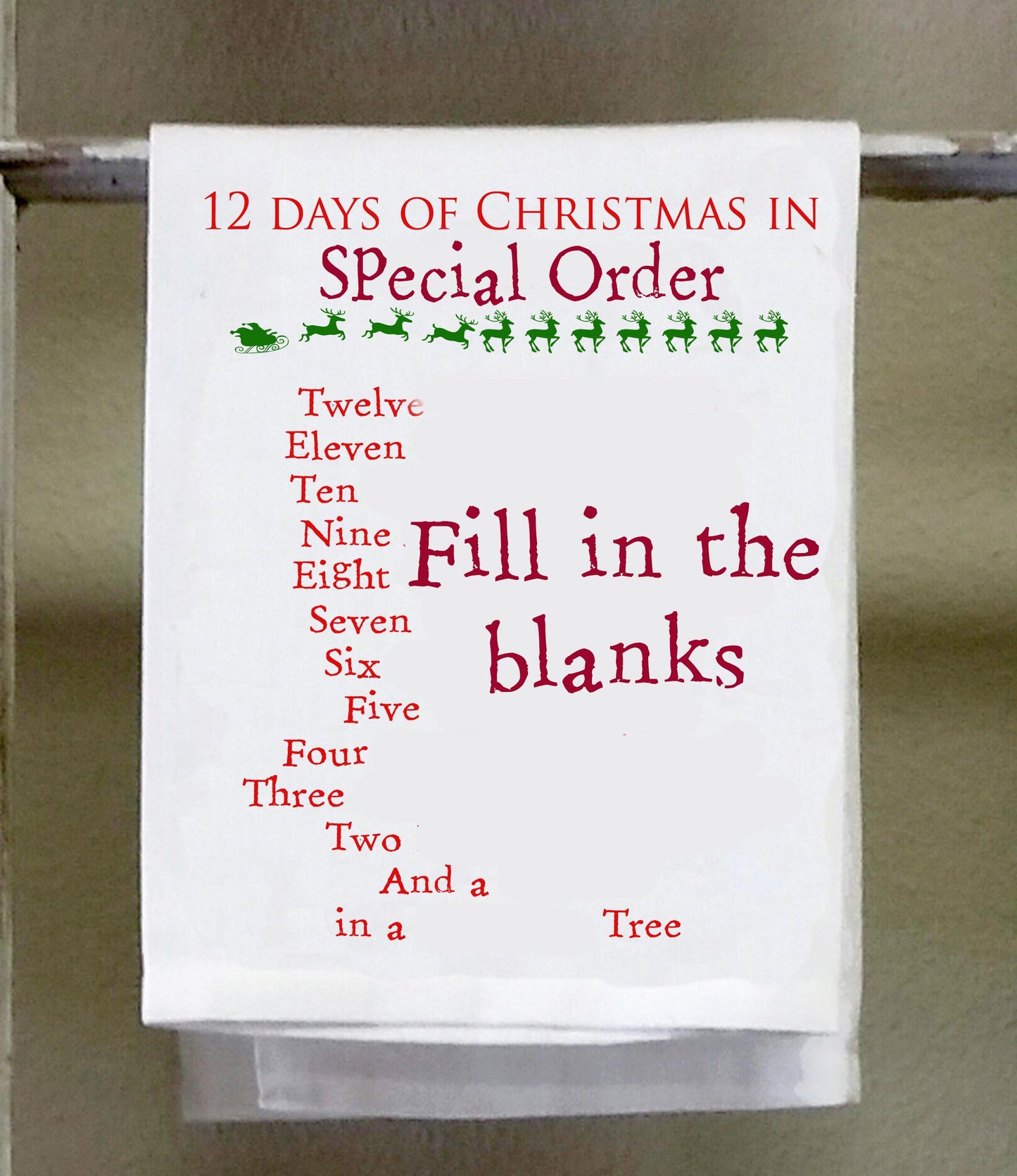 Christmas, Dish Towel, 12 days of Christmas ***** SPECIAL ORDER*****